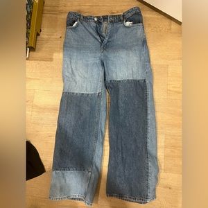 Monki Patchwork Dark and Light Denim Colorblock Highwaisted Women’s Jeans